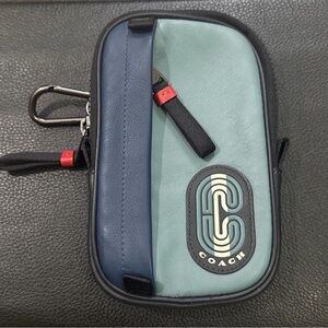 Coach Men’s Colorblock Leather Crossbody Sling Bag Blue/Teal Travel